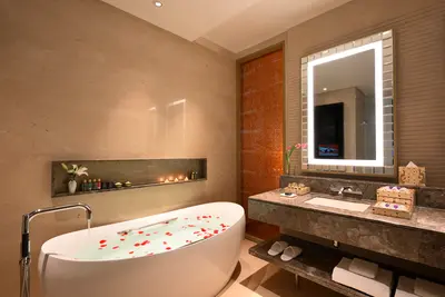 Luxurious Bathroom with Bathtub at Taj Santacruz, Mumbai