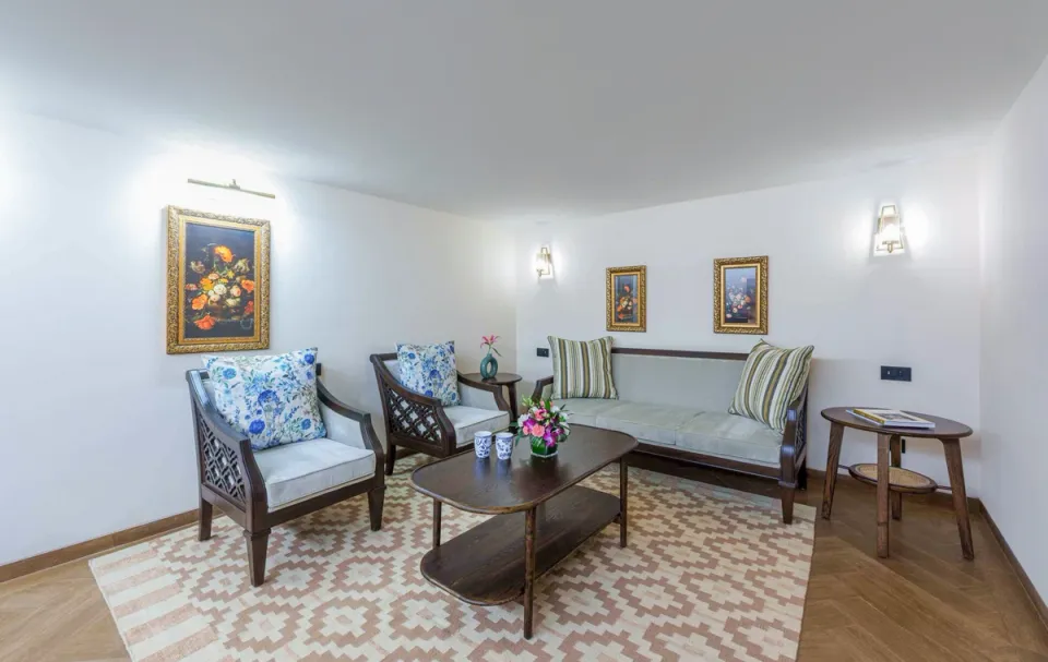 Luxury Living Room at Aguada Shell Villa, Goa - amã Stays & Trails