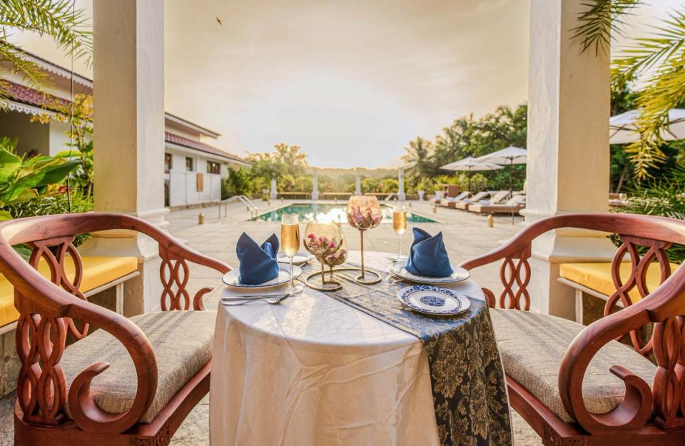 Elegant Outdoor Dining at Palmeira de Socorro, Goa