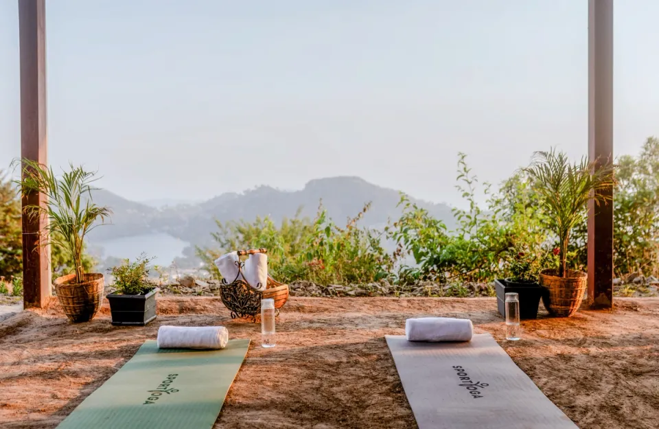 Elegant Yoga Area at Godhuli Surai, Naukuchiatal - amã Stays & Trails