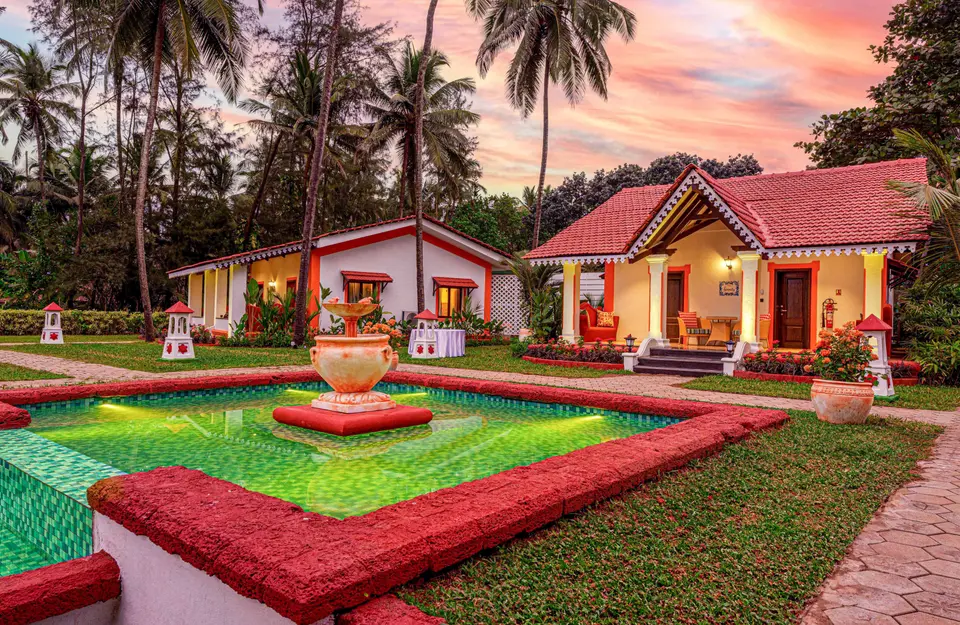 Elegant Fountain at Aguada Sea Villa, Goa - amã Stays & Trails