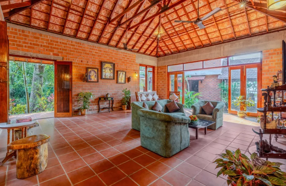 Spacious Living Room at Lily Pad, Kumarakom - amã Stays & Trails