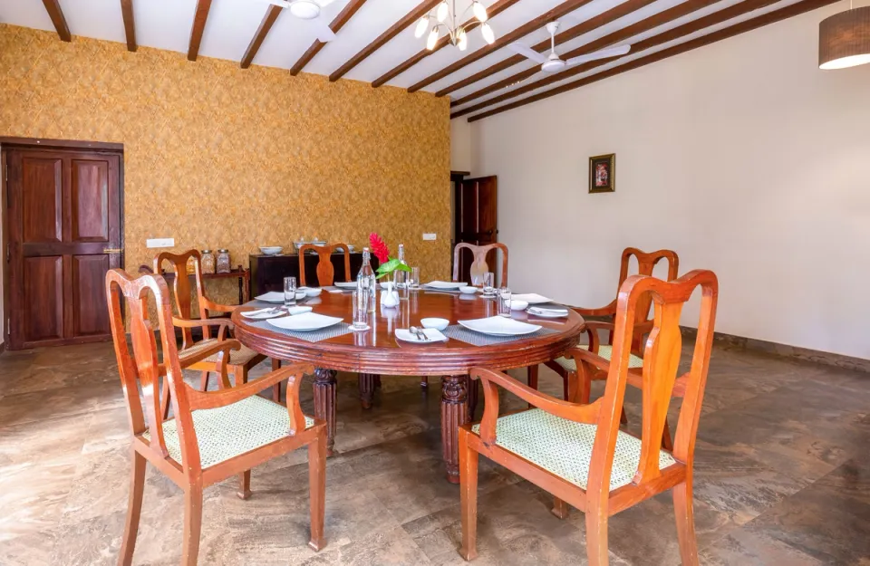 Dining Setup at Taneerhulla Bungalow, Coorg ,amã Stays & Trails