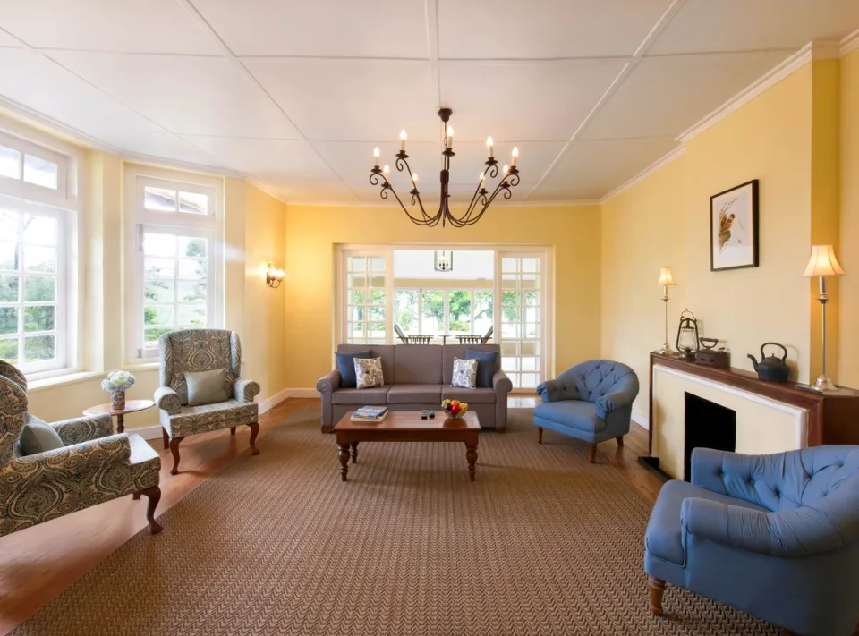 Living Room at  Sevenmallay Bungalow, Munnar - amã Stays & Trails 