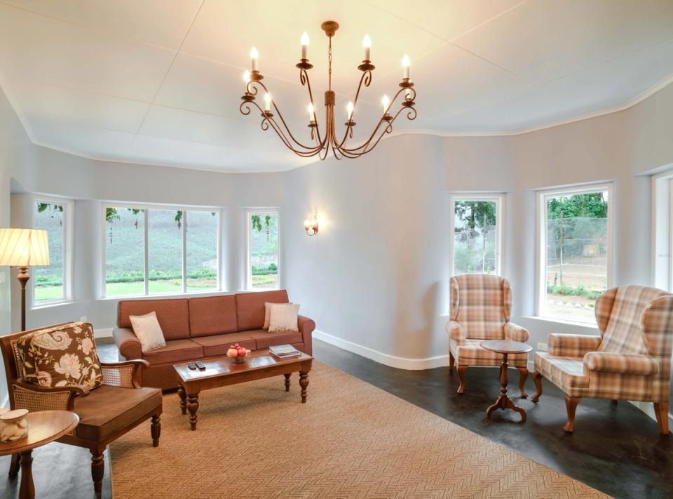 Living Room at Nettigudi Bungalow,Munnar - amã Stays & Trails 