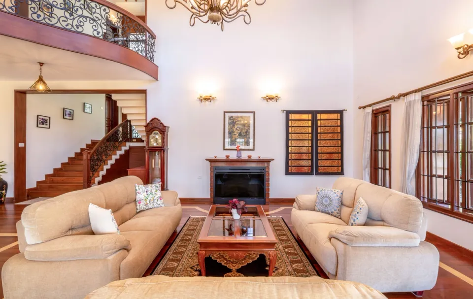 Luxury Living Area at Kumara Villa, Kodaikanal 