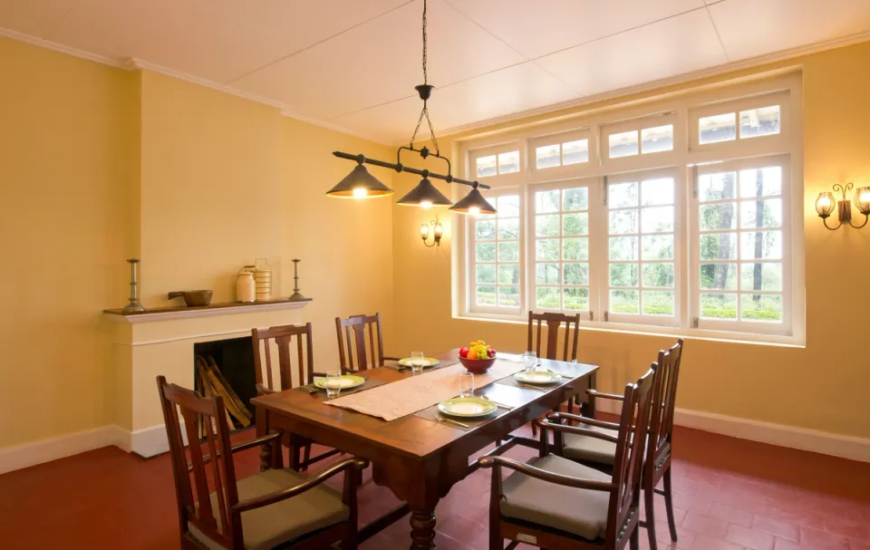 Luxury Dining Space at Sevenmallay Bungalow, Munnar - amã Stays & Trails 