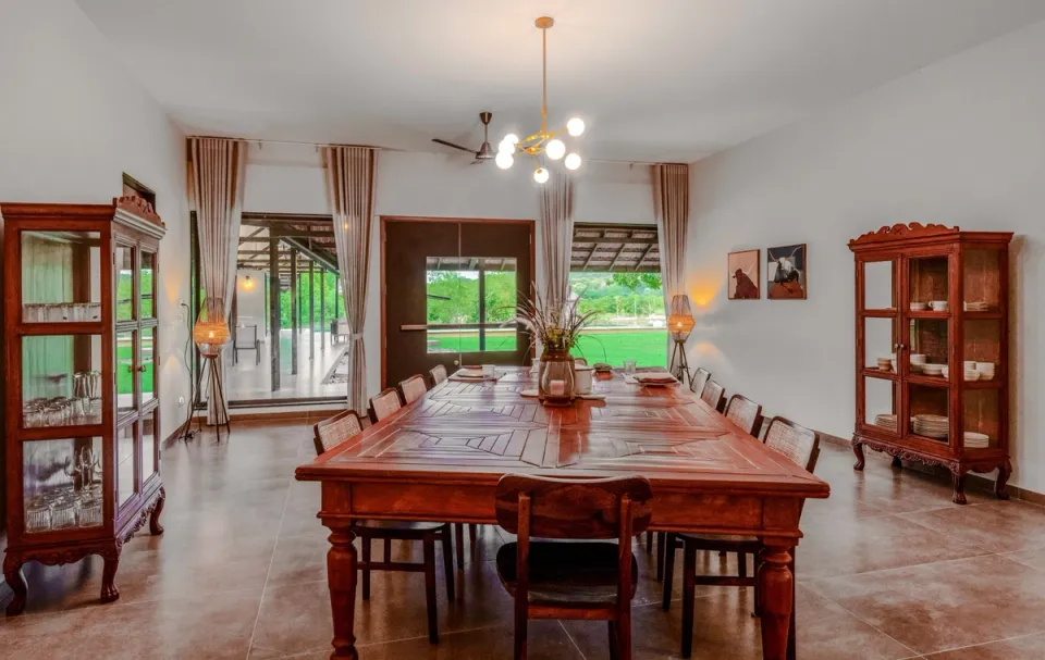 Spacious Dining Area at The Deck, Junagadh - amã Stays & Trails