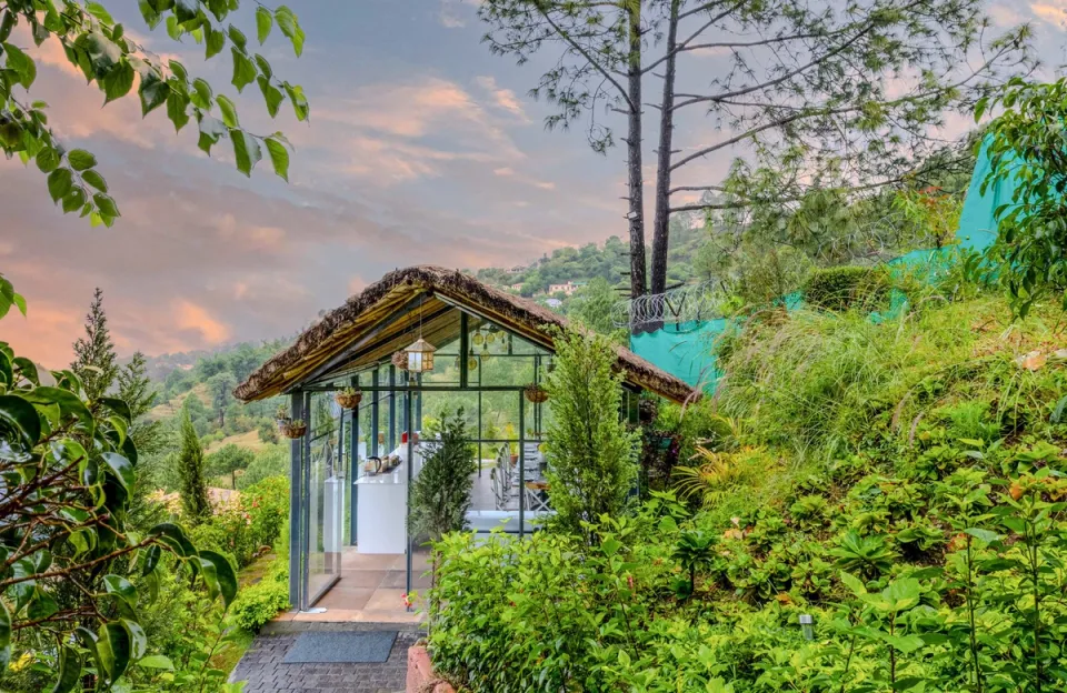 Elegant Outdoor Pathway at Serendipity, Ranikhet- amã Stays & Trails