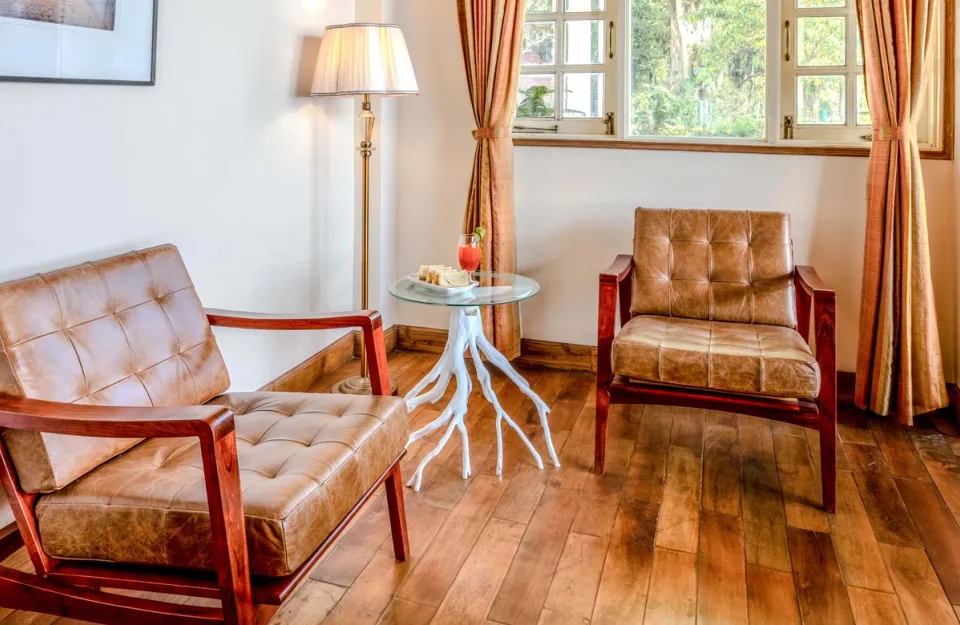 Elegant Living Room at Makaibari Bungalow, amã Stays & Trails