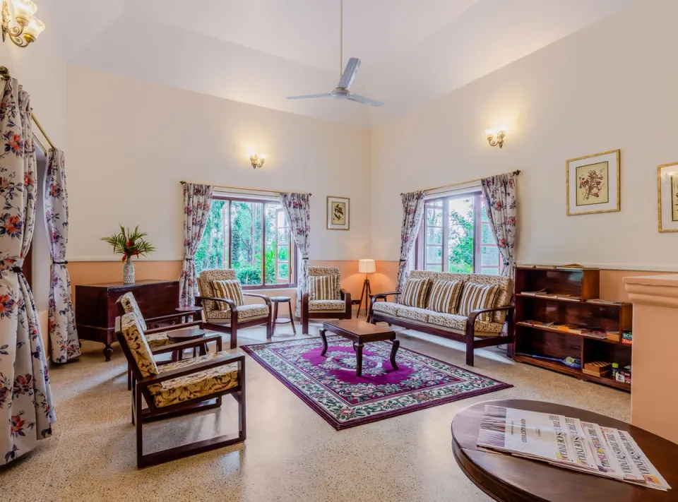 Living Space at Surgi Bungalow, Coorg - amã Stays & Trails 