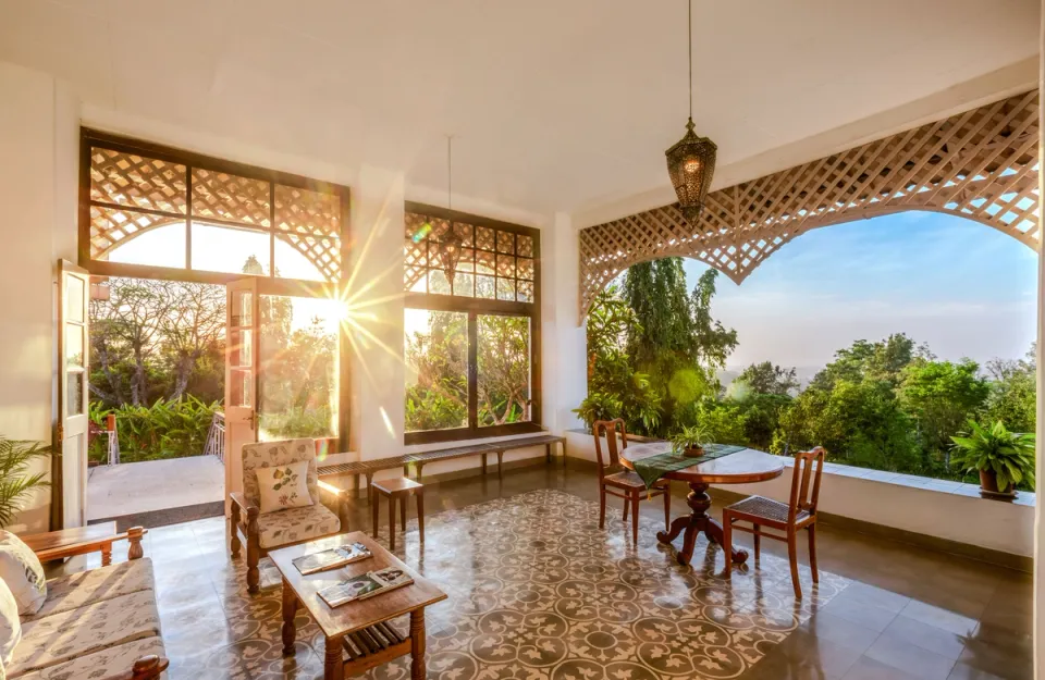 Luxe Outdoor Seating Space at Pollibetta Bungalow, Coorg 