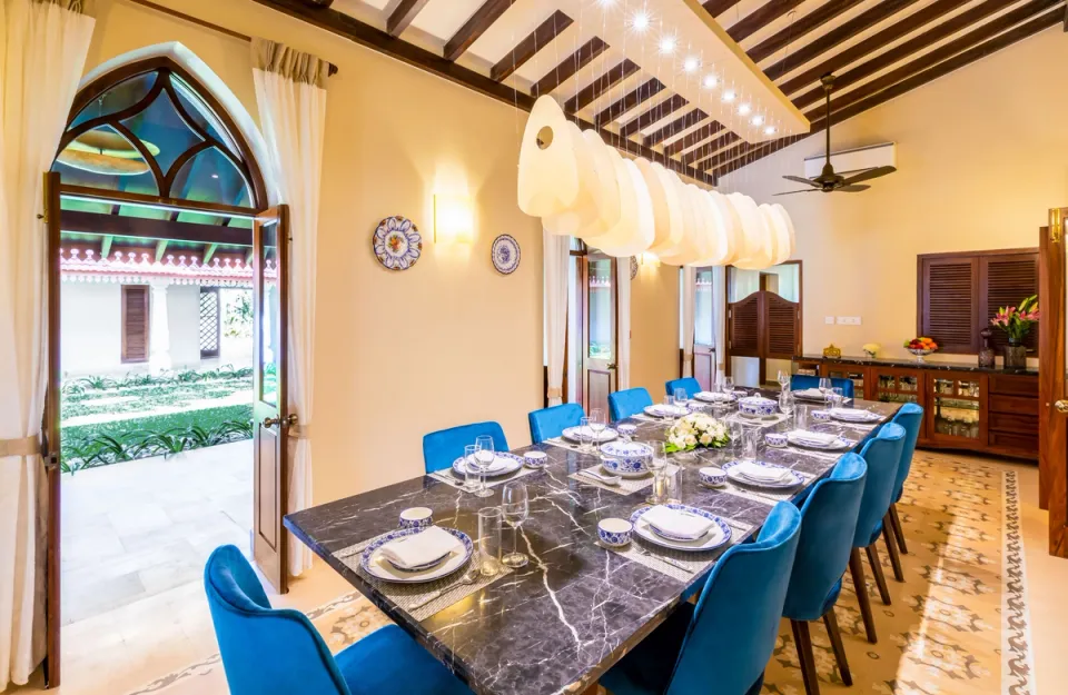 Elegant Dining Area At Villa Siolim, Goa