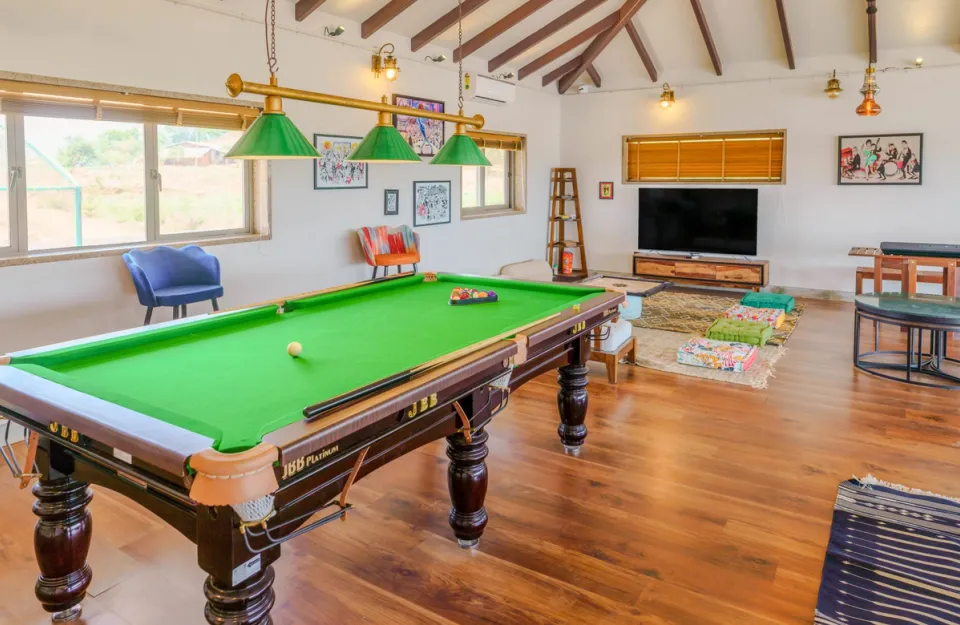 Pool Table at Mirayan - Stay In Nashik, amã Stays & Trails 