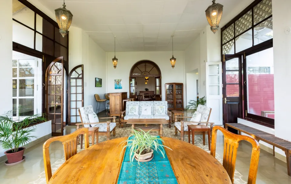 Living Room at Pollibetta Bungalow - amã Stays & Trails 