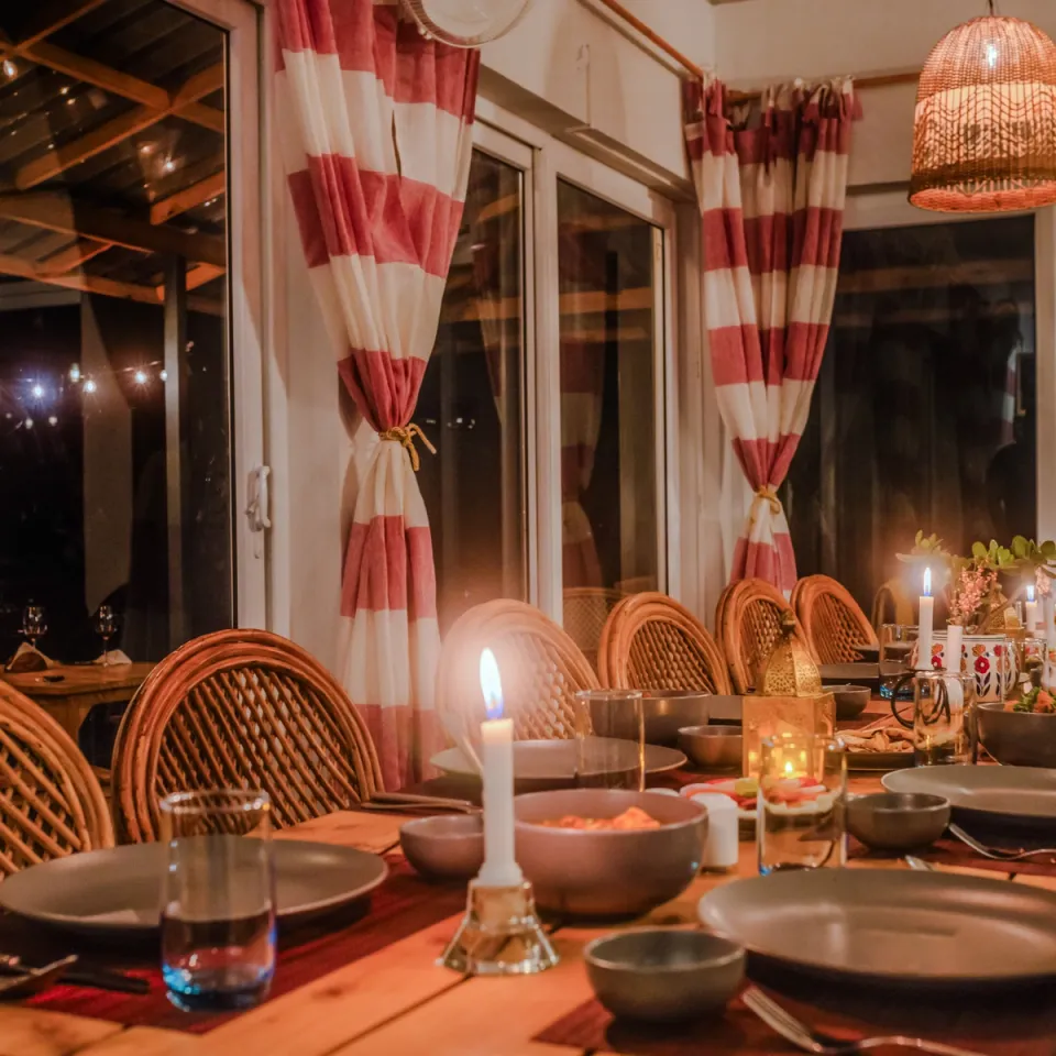 Luxe Dining Area at Godhuli Padam, Naukuchiatal - amã Stays & Trails