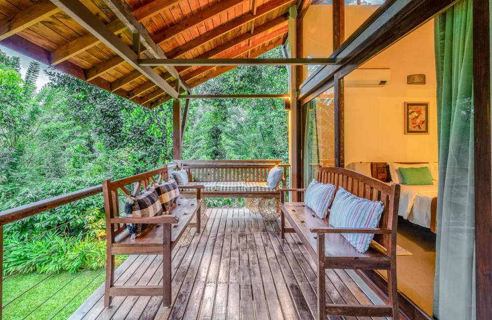 Outdoor Seating Space at The Old Cattle Shed, Wayanad 