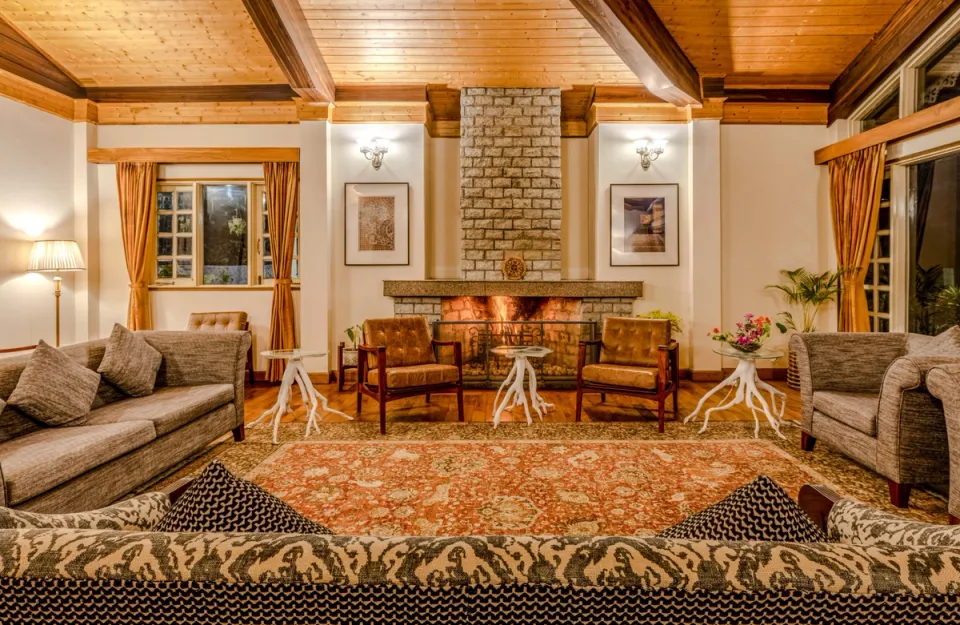 Elegant Living Room at Makaibari Bungalow, Darjeeling