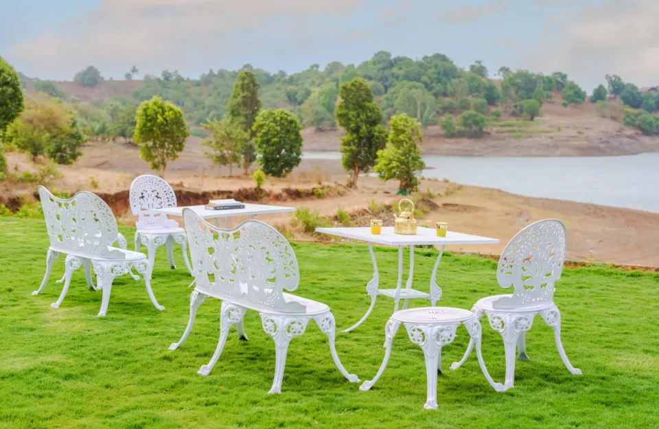 Spacious Outdoor Dining Space at Mirayan, Nashik - amã Stays & Trails 