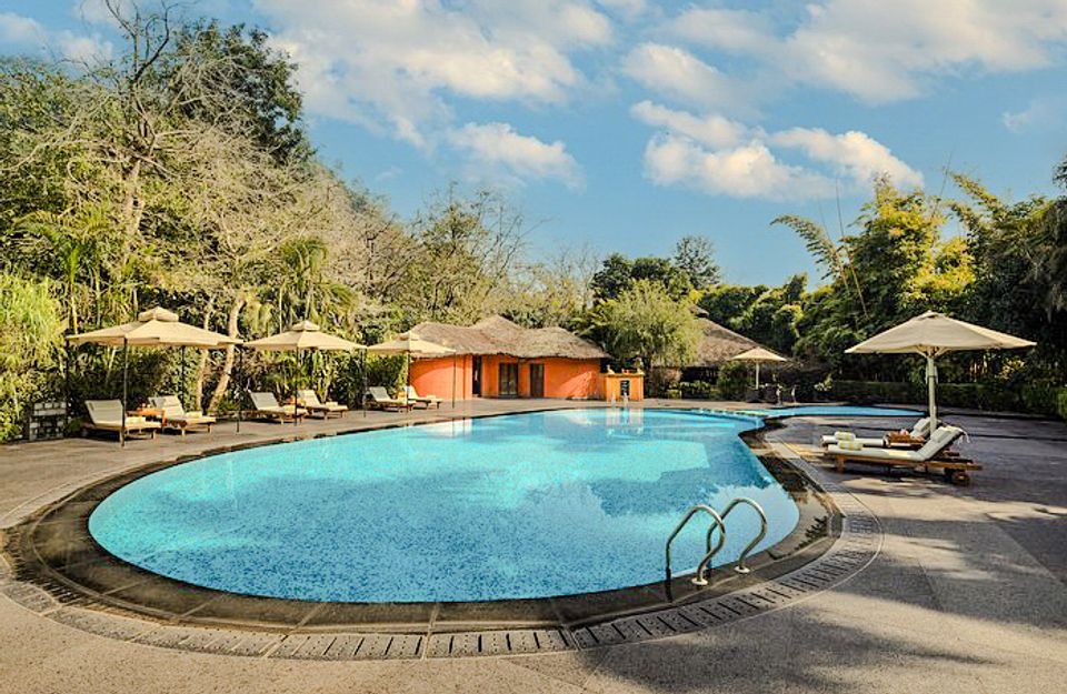 Luxe Swimming Pool at Godhuli Bhimal - Bungalow in Naukuchiatal