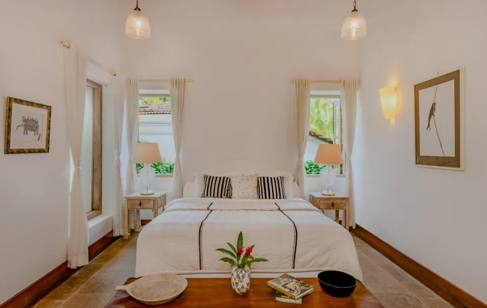 Elegant Bedroom at 70 Vale, Goa - amã Stays & Trails 