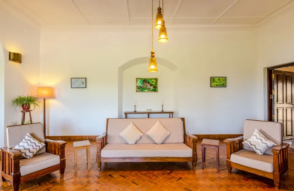 Stunning Living Room at Pollibetta Bungalow - Stay in Coorg 