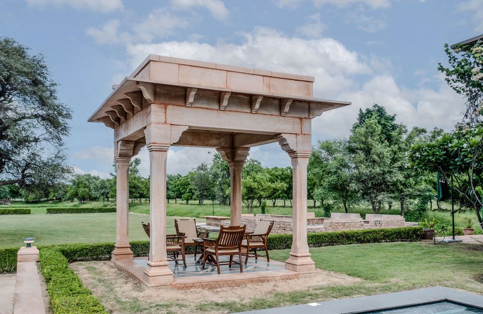 Elegant Outdoor Seating Space at Abhay Villa