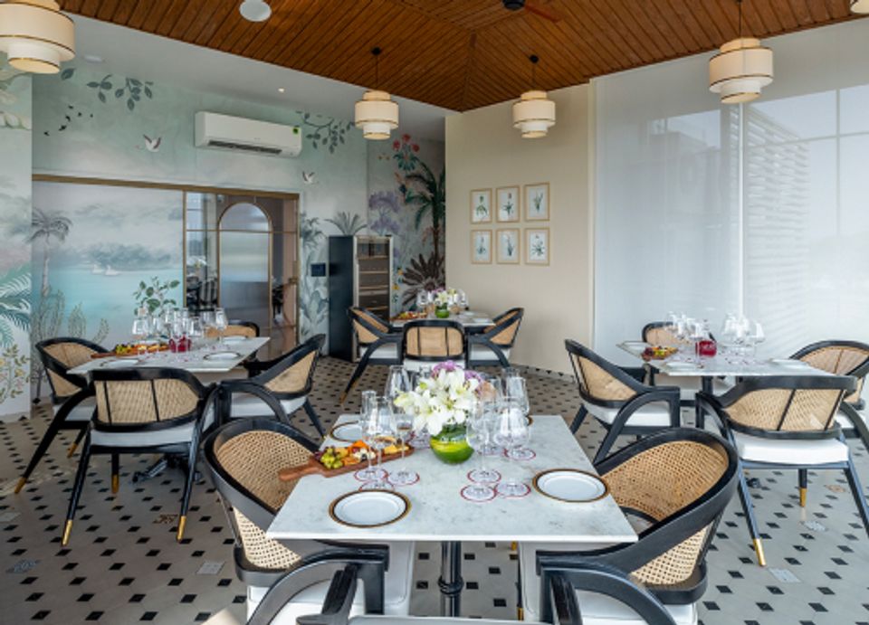 Elegant dining room at The Holland House - amã Stays & Trails, one of the premier villas in Nashik.