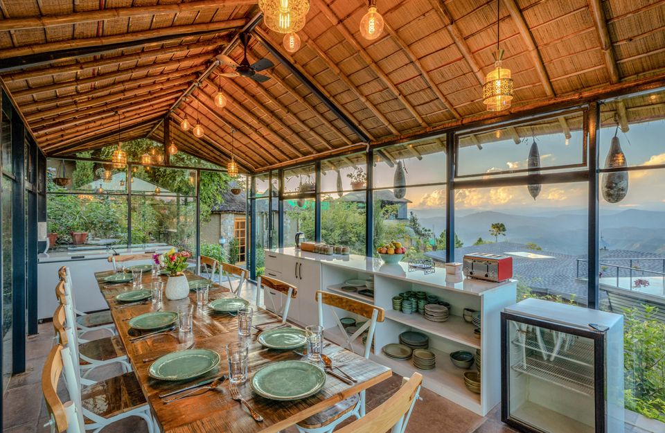 Luxe Outdoor Dining Area at Serendipity, Ranikhet - amã Stays & Trails