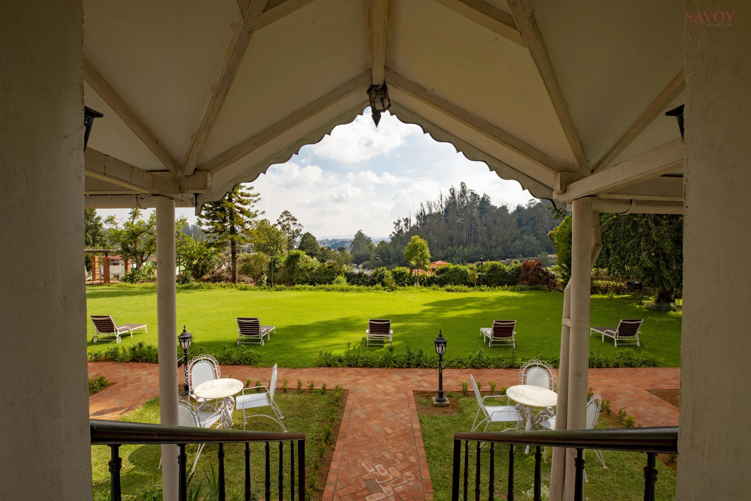 Outside seating area at Savoy, Ooty, IHCL SeleQtions
