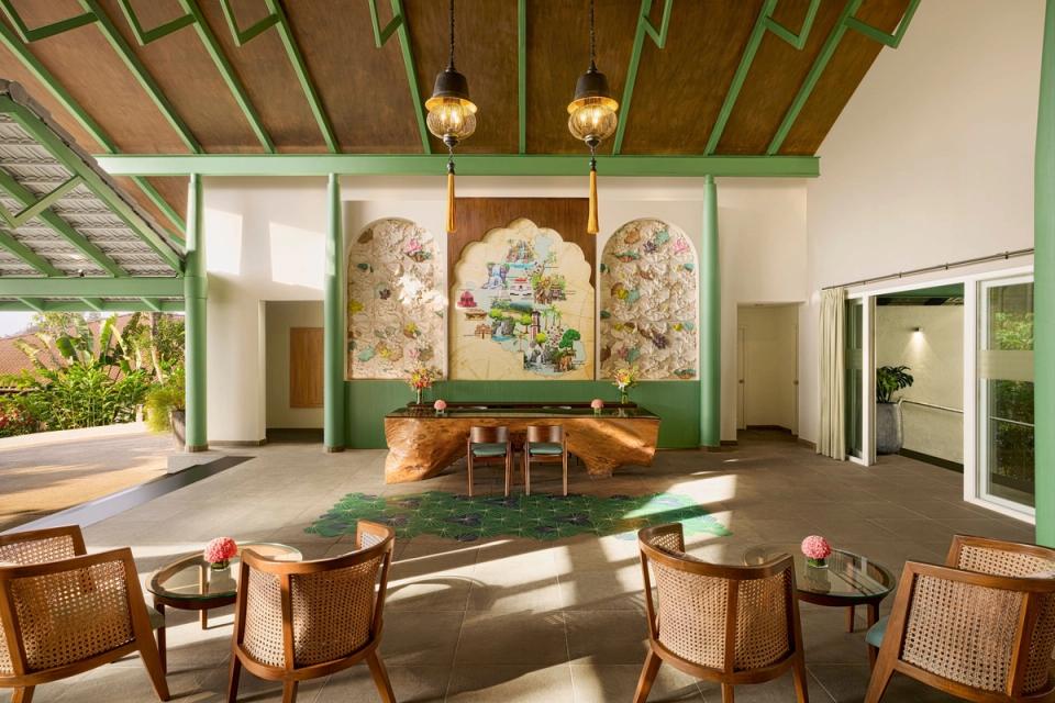 Elegant hotel corridor at Gateway Coorg