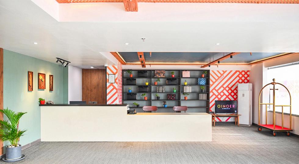 Modern lobby and front desk at Ginger Hotel Jaipur Ajmer Road