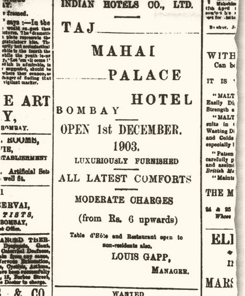 Launched India's 1st luxury hotel – The Taj Mahal Palace, Mumbai