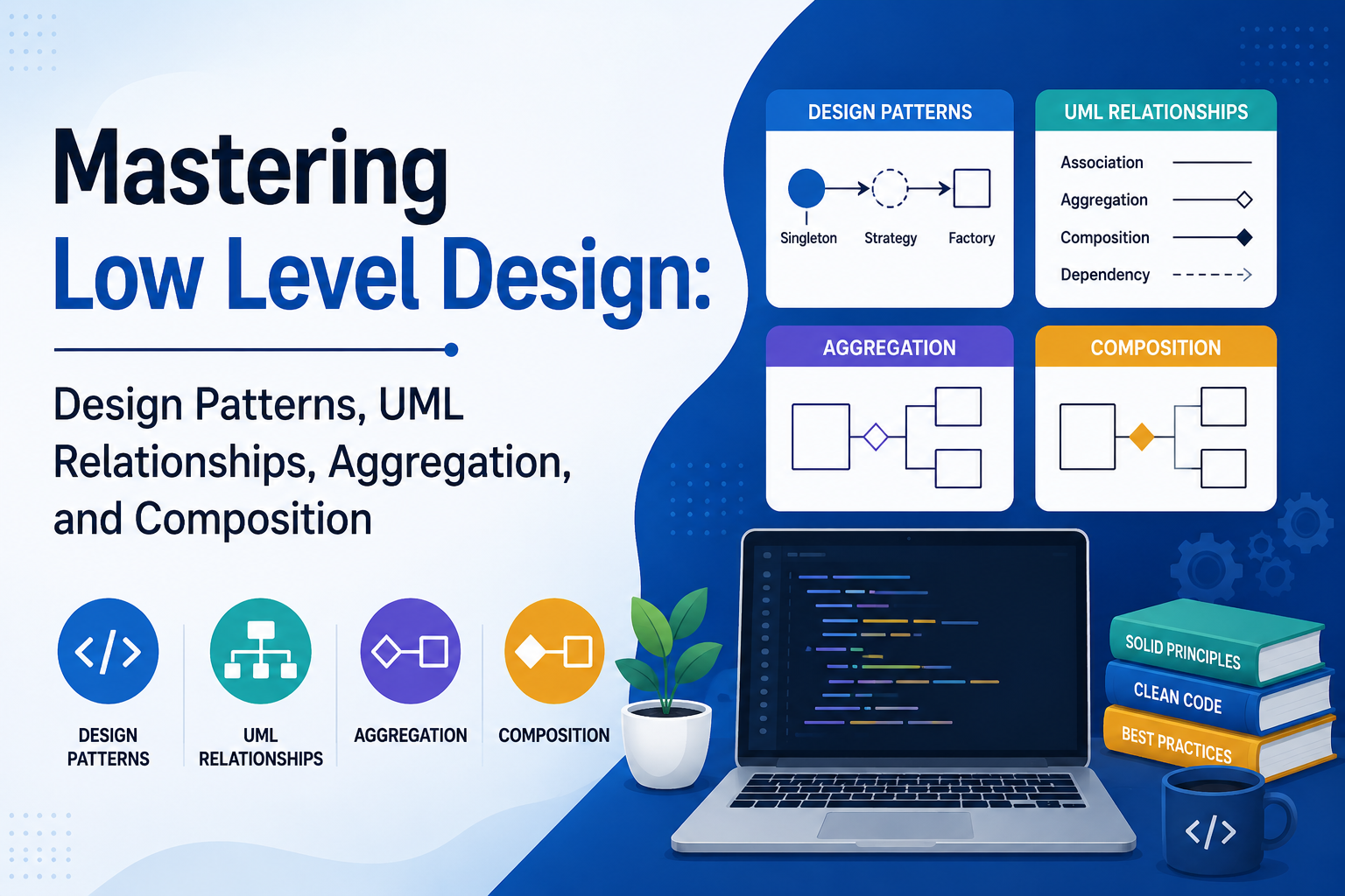 Mastering Low Level Design: Design Patterns, UML Relationships, Aggregation, and Composition