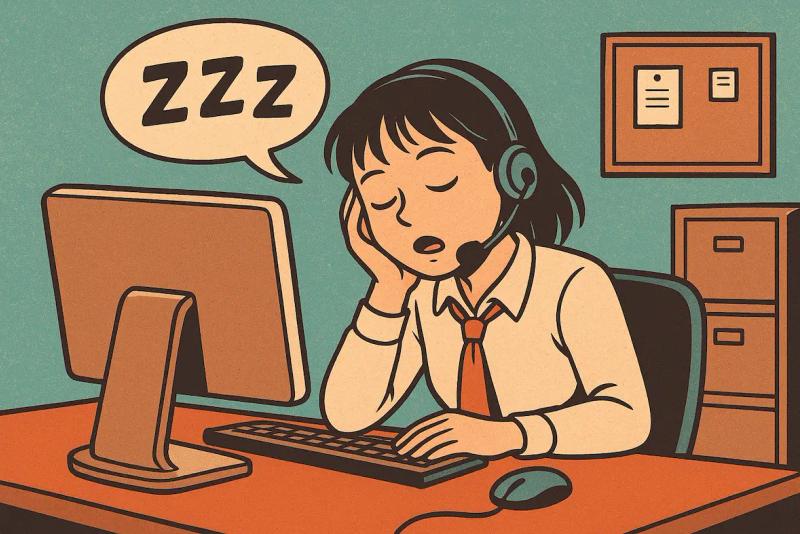 Un agent en train de dormir au travail