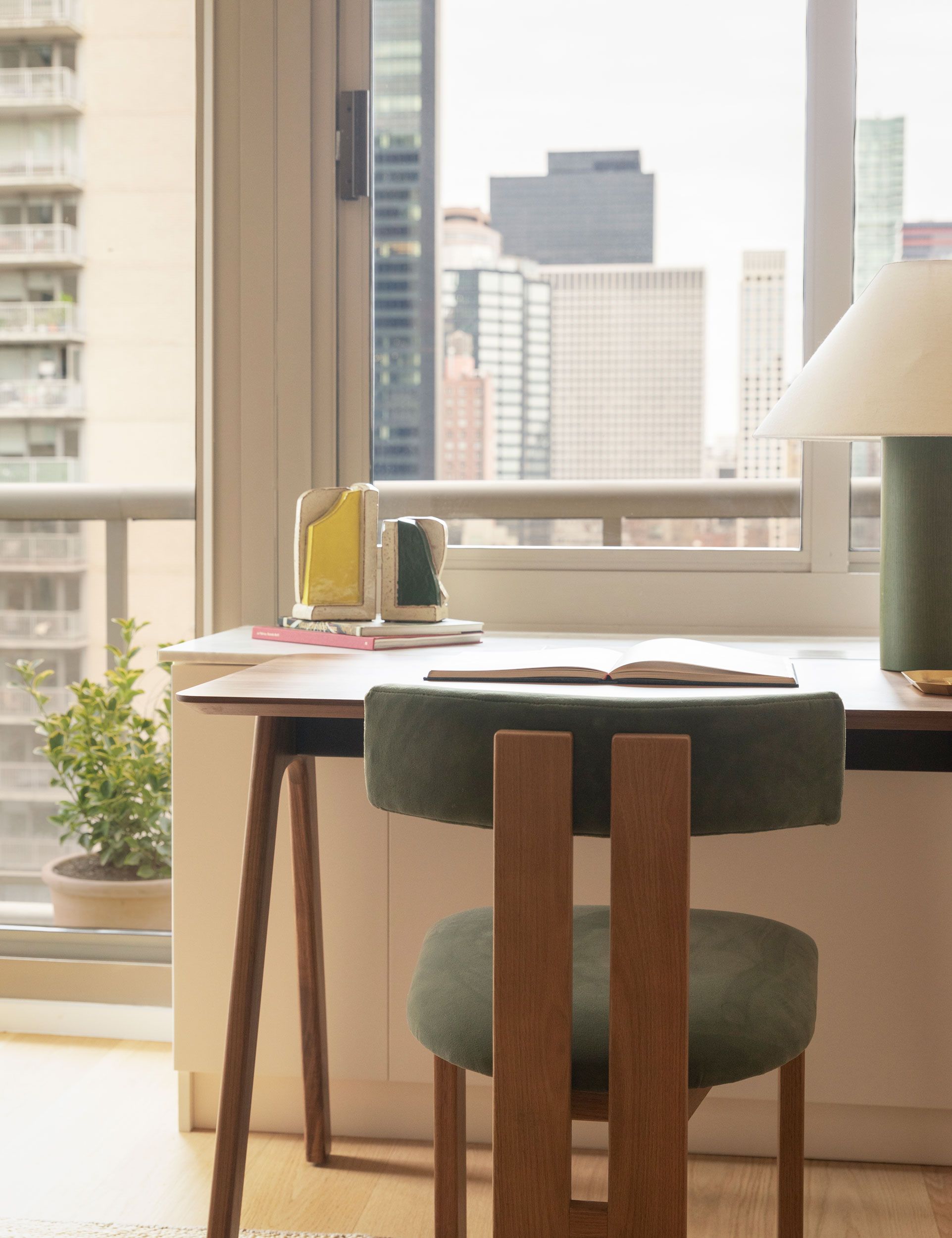 desk area overlooking terrace
