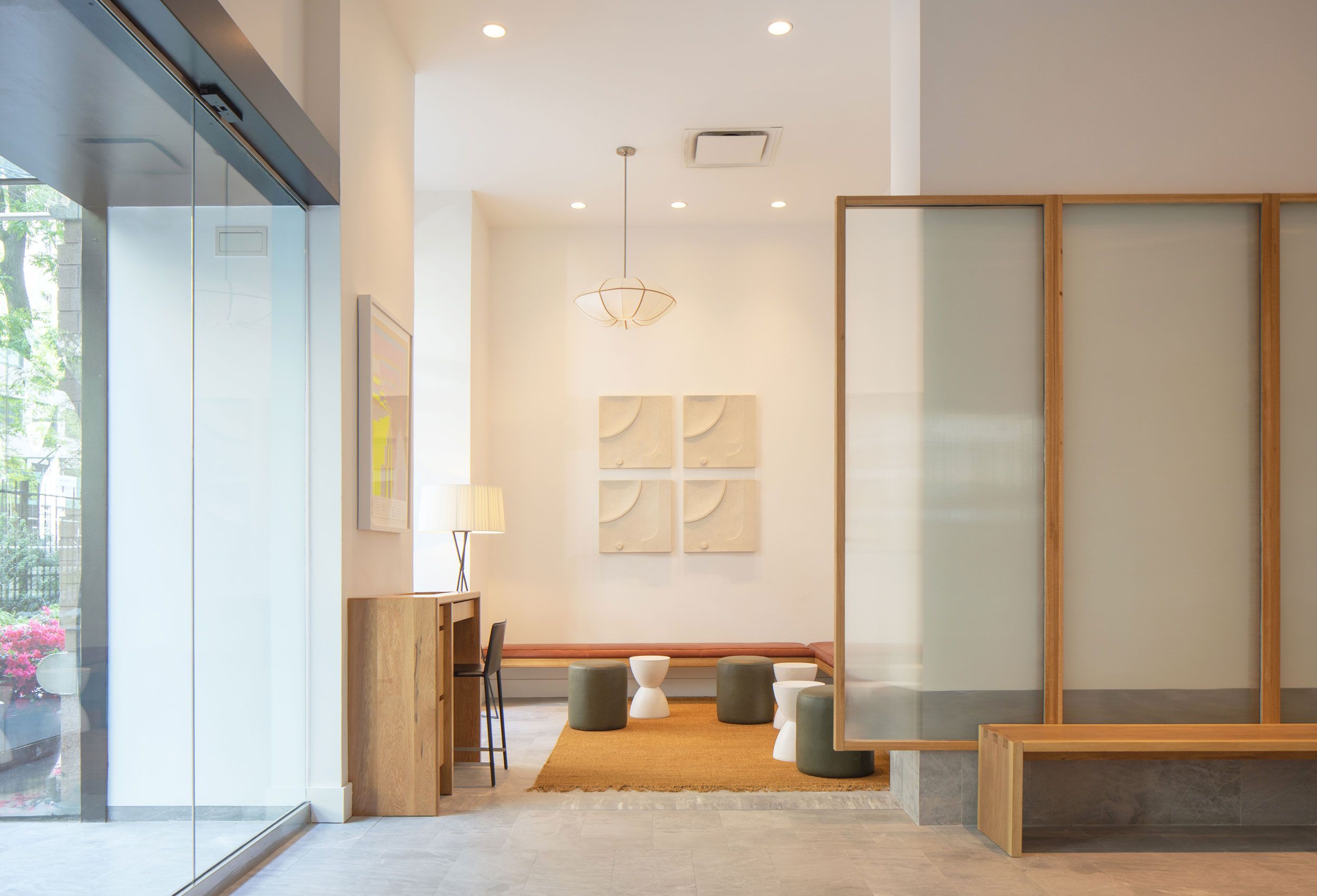 seating area in building lobby
