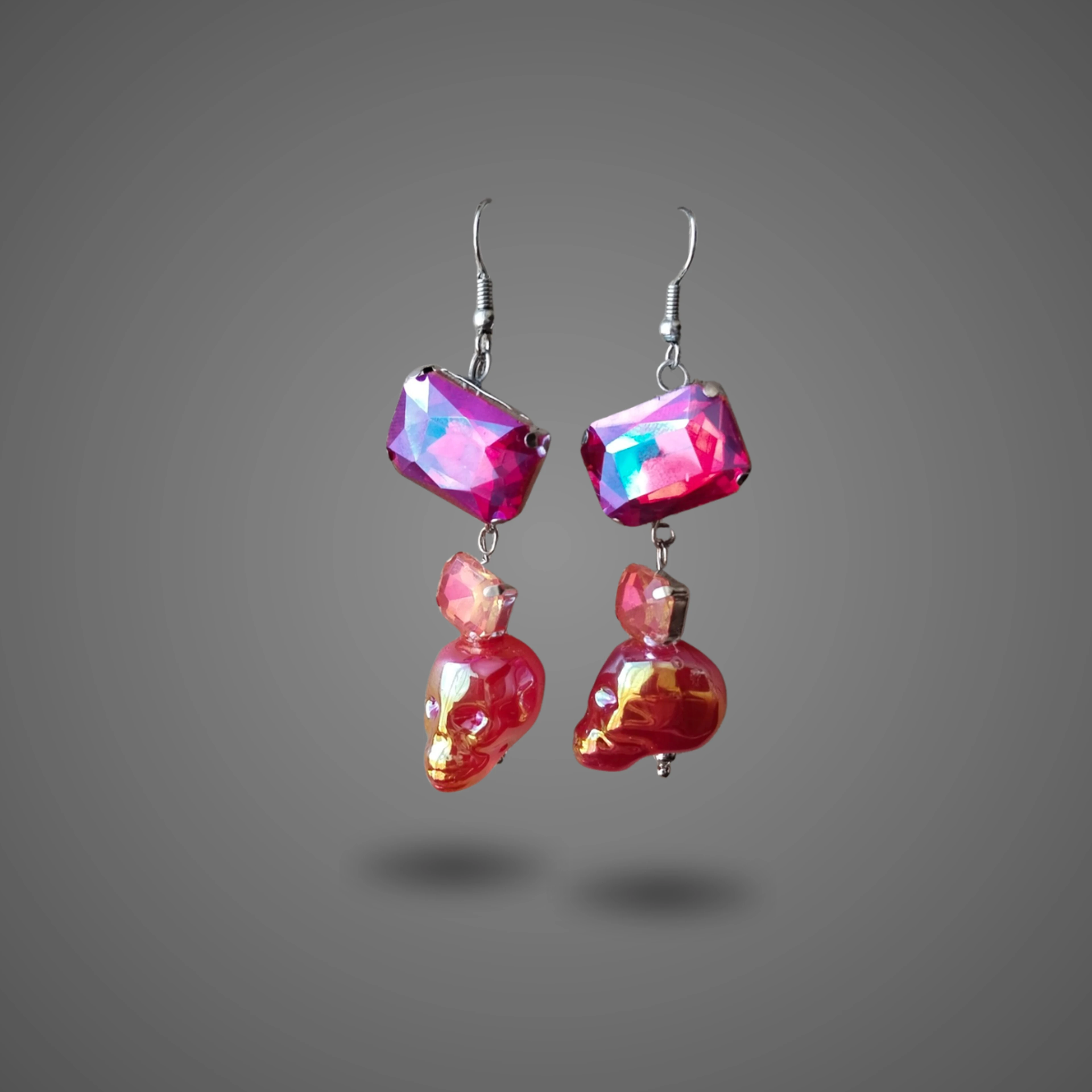 Fire Skull - handmade Earrings