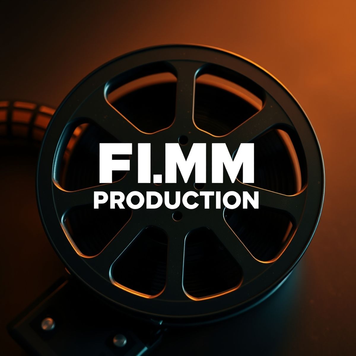 Film reel montage and production logo, cinema industry aesthetic, professional filmmaking