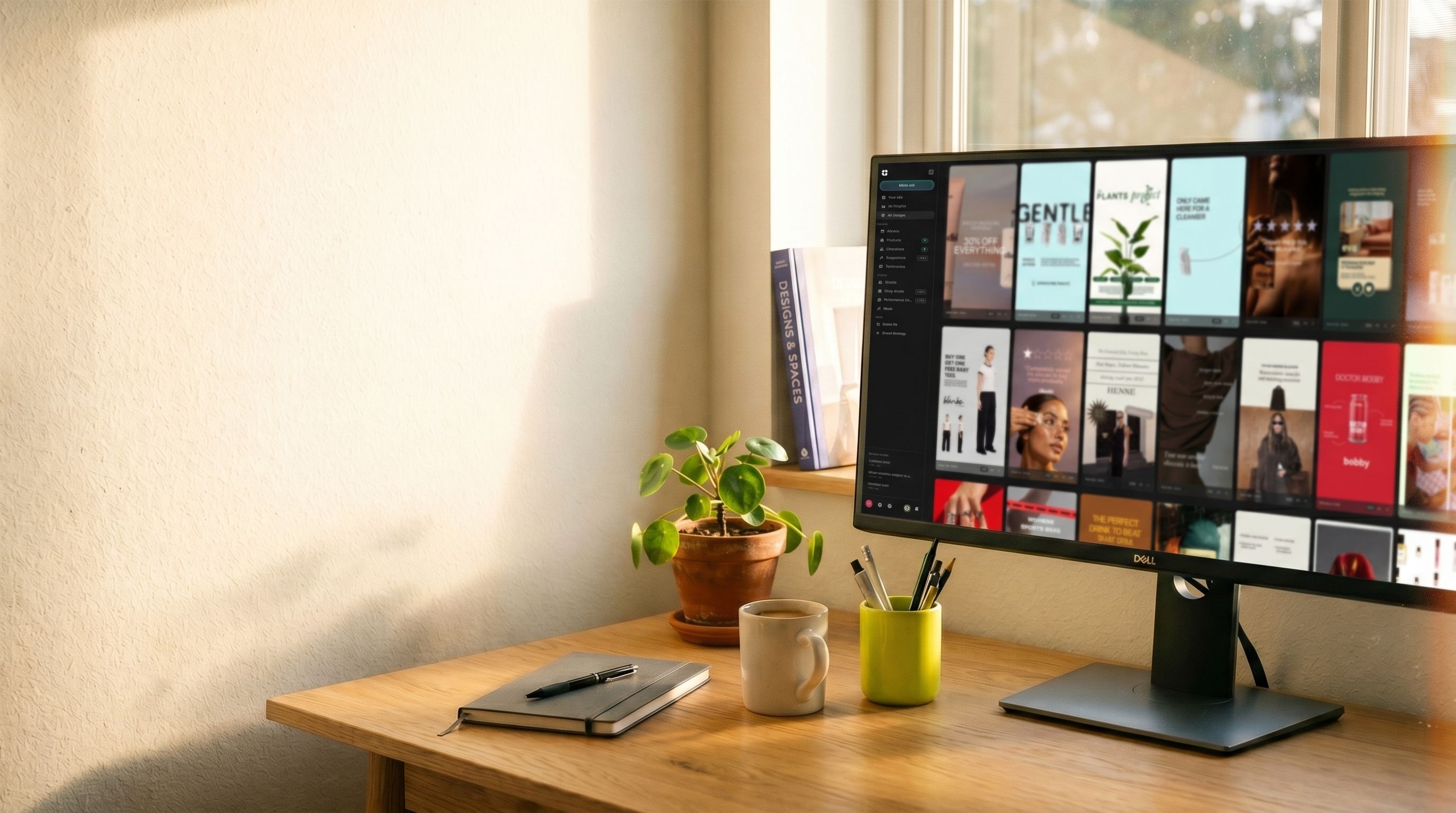 Room-staged Meta ad creative for a home and decor brand