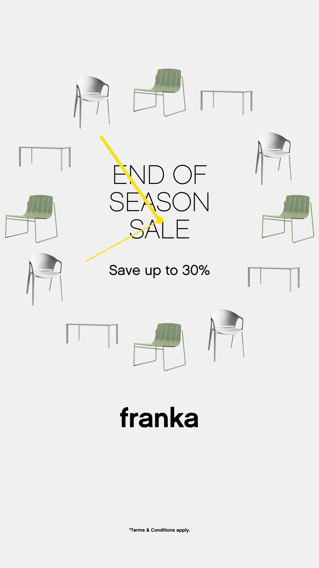 Trending sales ad featuring a clock type design.