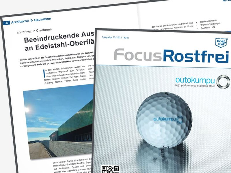 المجلة المتخصصة Focus Rostfrei تتضمن مقالًا عن أسطح الفولاذ المقاوم للصدأ من MirrorINOX