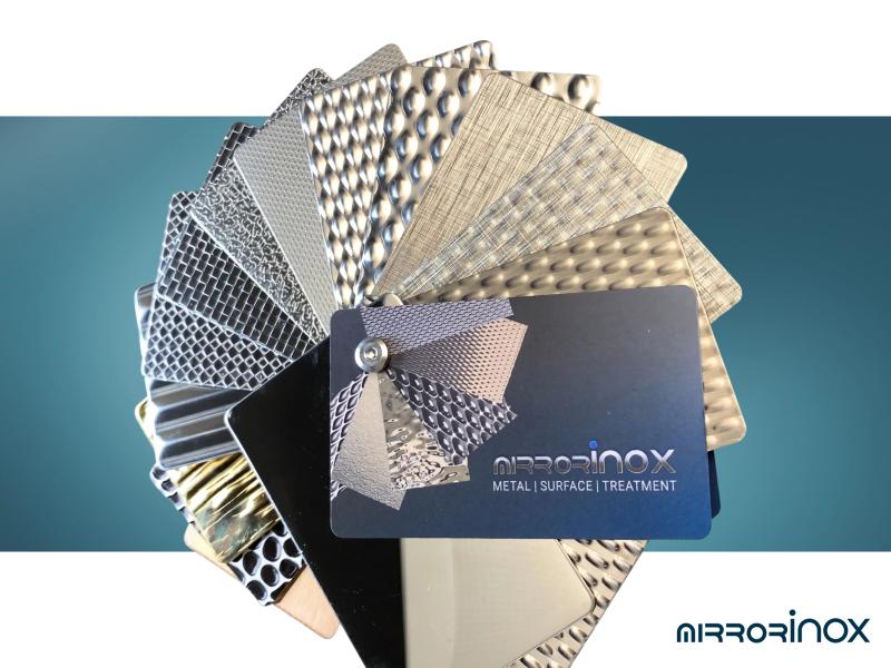 مجموعة عينات MirrorINOX لأسطح الفولاذ المقاوم للصدأ المعالَجة، للاطلاع عليها باللمس