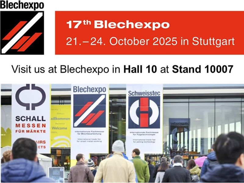 إعلان عن معرض Blechexpo Stuttgart السابع عشر مع جناح MirrorINOX رقم 10007