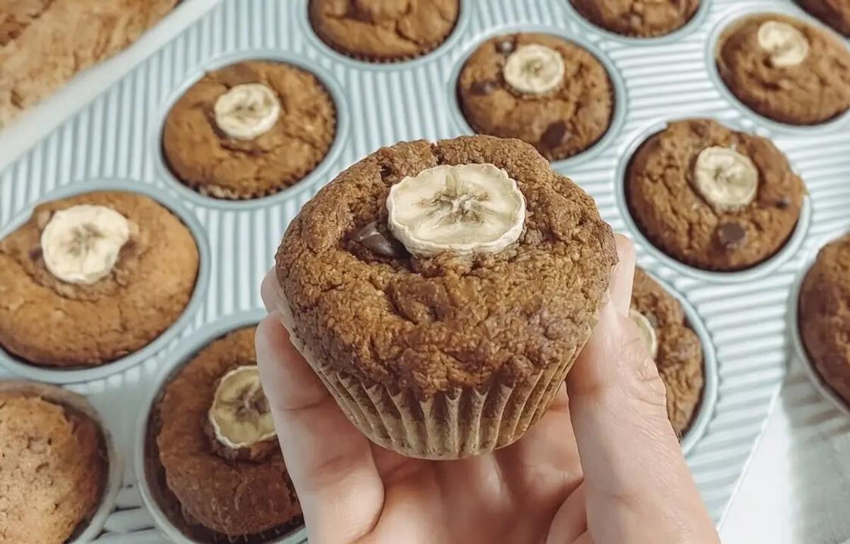 Banana Almond Butter Chocolate Chip Muffins