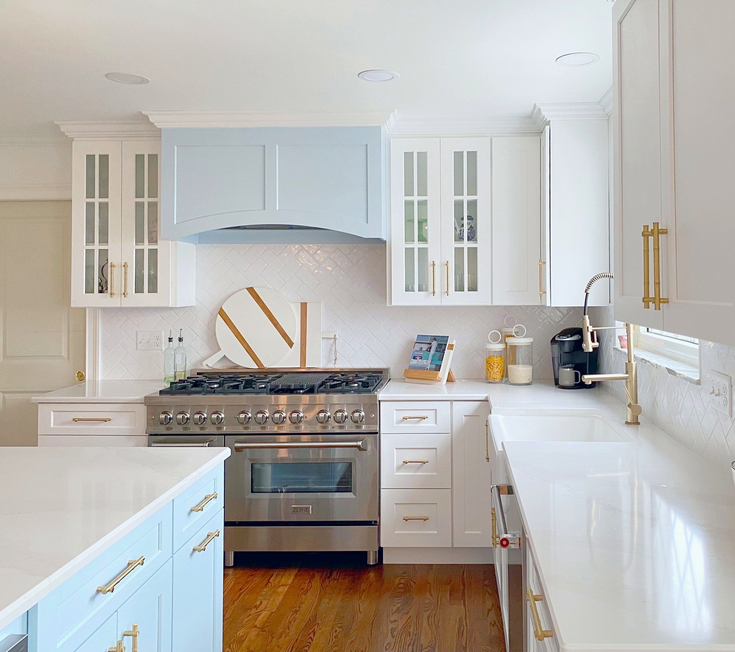 Kitchen with statement range hood