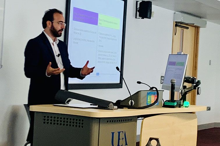 Ahmad Akkad presenting at the UEA Research Forum.