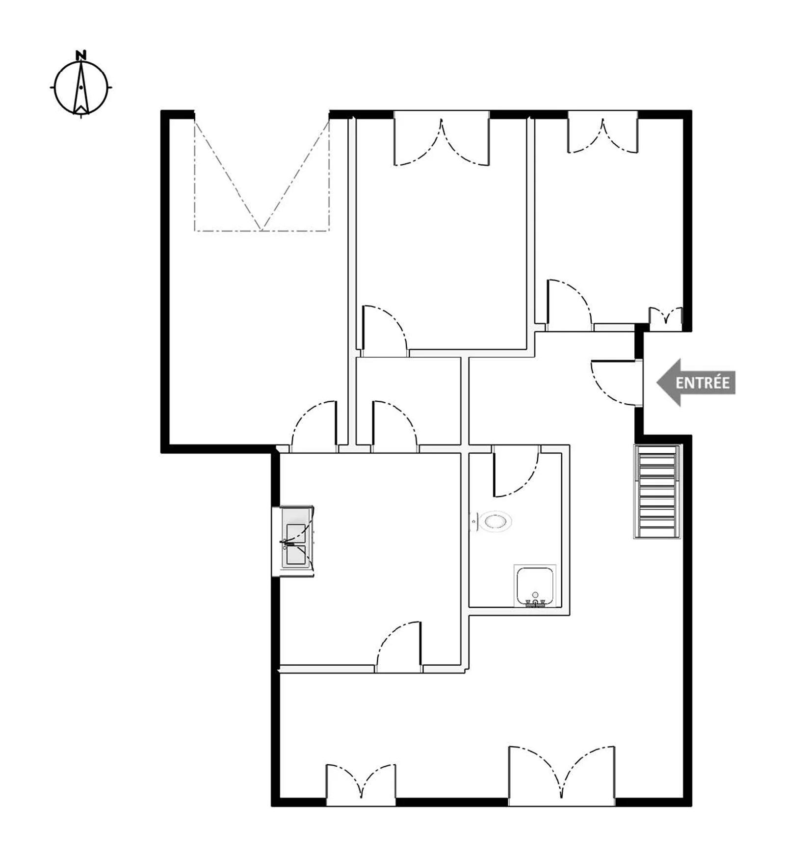 Plan du rez-de-chaussée de la maison avec séjour, cuisine et véranda — Maule.