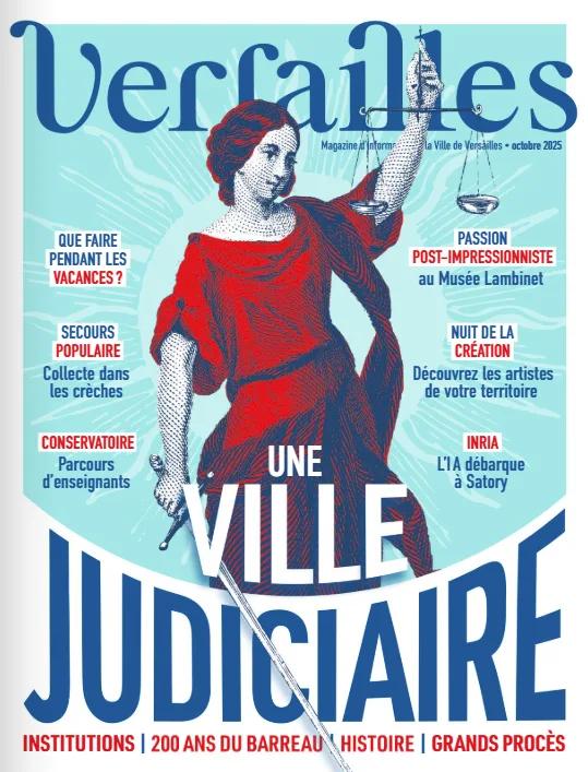 Couverture du magazine Versailles d’octobre 2025, intitulée « Une ville judiciaire ».
