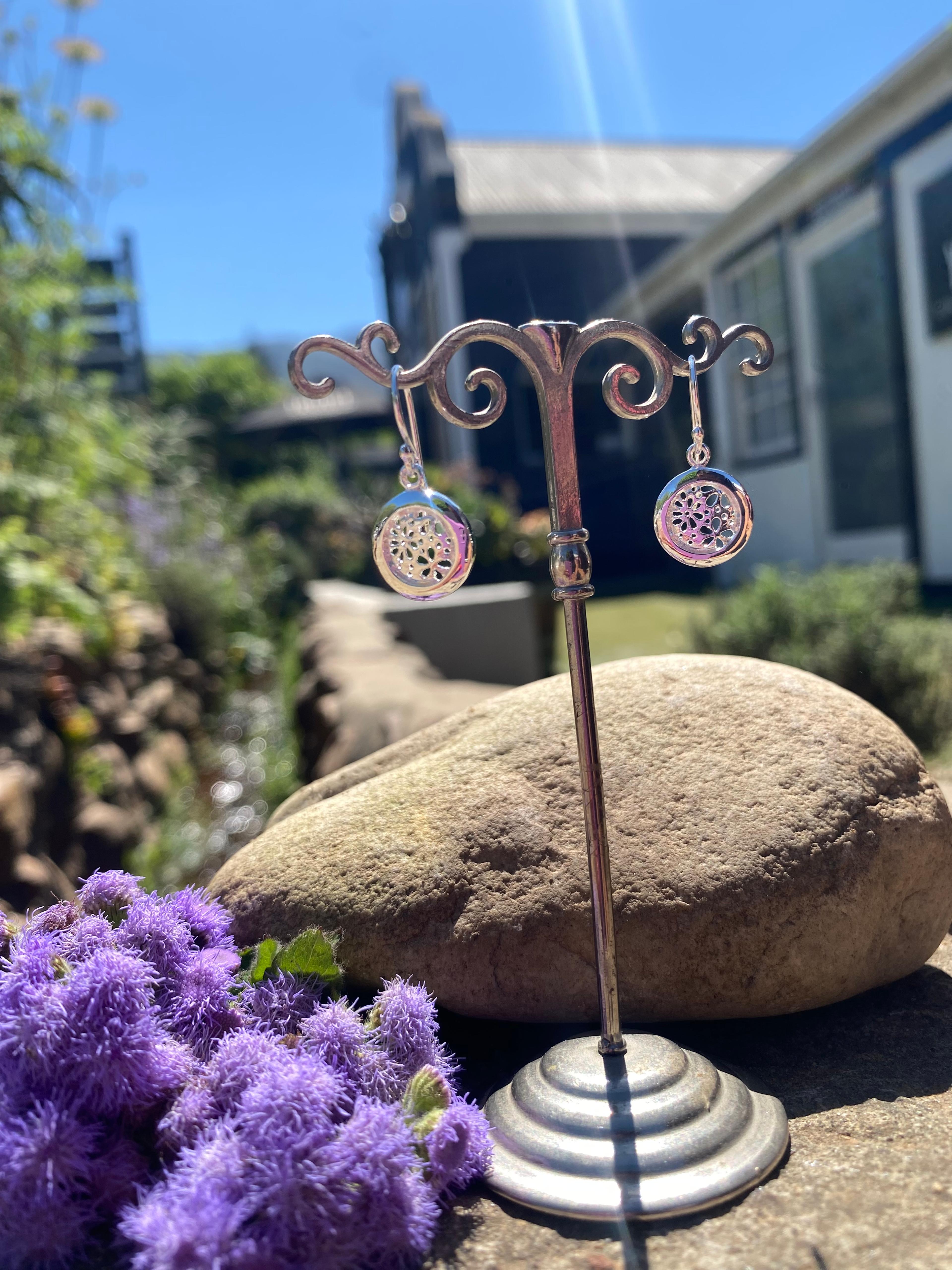 Intricate Sterling Silver Mandala Filigree Drop Earrings
